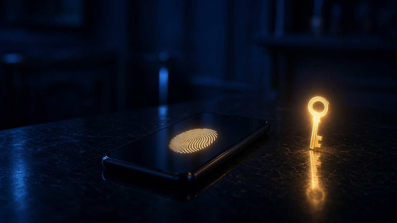 Secure phone login glow in a midnight room