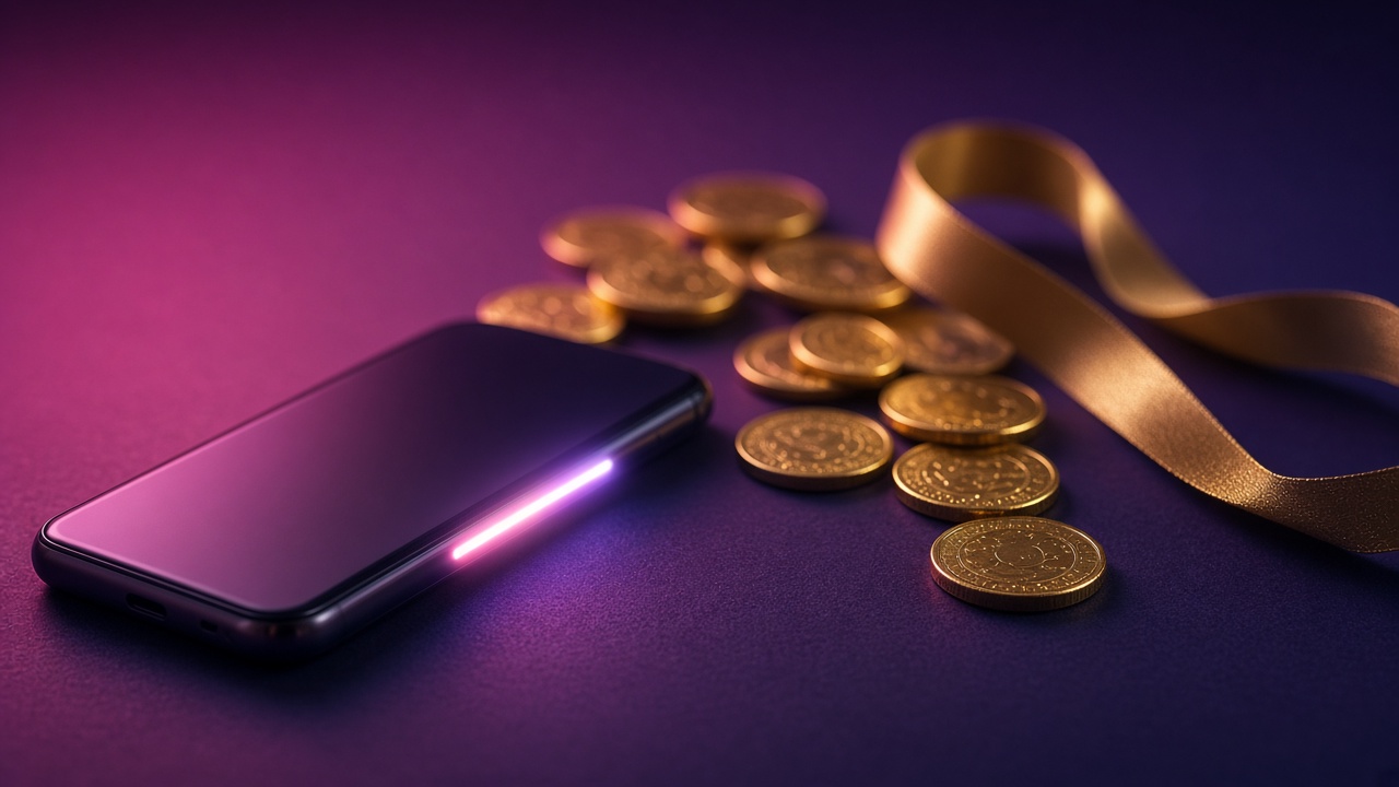 Phone notification glow beside gold coins